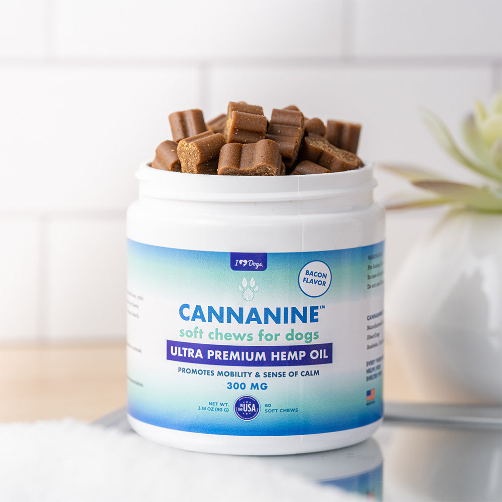 BUY 3 AND SAVE Cannanine Bacon Flavor Soft Chews With Hemp For Dogs 300 mg. 60 ct.