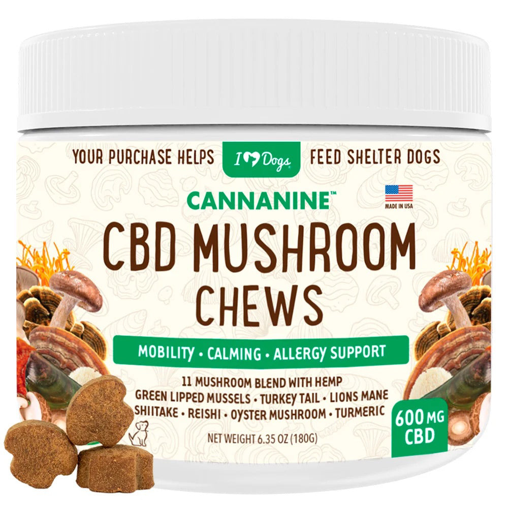 Buy 2 & SAVE - CBD Mushroom Chews For Dogs - Mobility, Calming, Allergy & Immune Support – Super Mushroom Blend with Turkey Tail, Lion’s Main, Shiitake & Green Lipped Mussels - 60ct / 600MG CBD