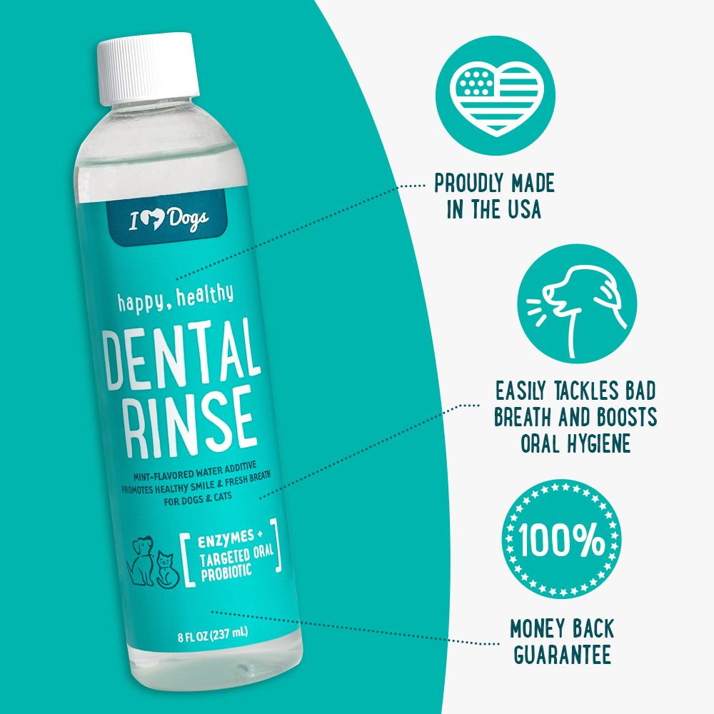 iHeartDogs Happy, Healthy™️ Mint-Flavored Dental Rinse For Plaque & Tartar Control (8 oz)